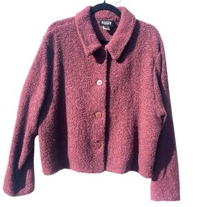 EILEEN Fisher boucle jacket Large vintage wool blend vintage maroon